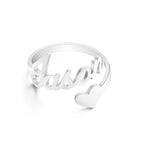 Custom Name Ring Heart Ring Open Adjustable Ring Wedding Gift Anniversary Gift Birthday Gift Valentines Gift
