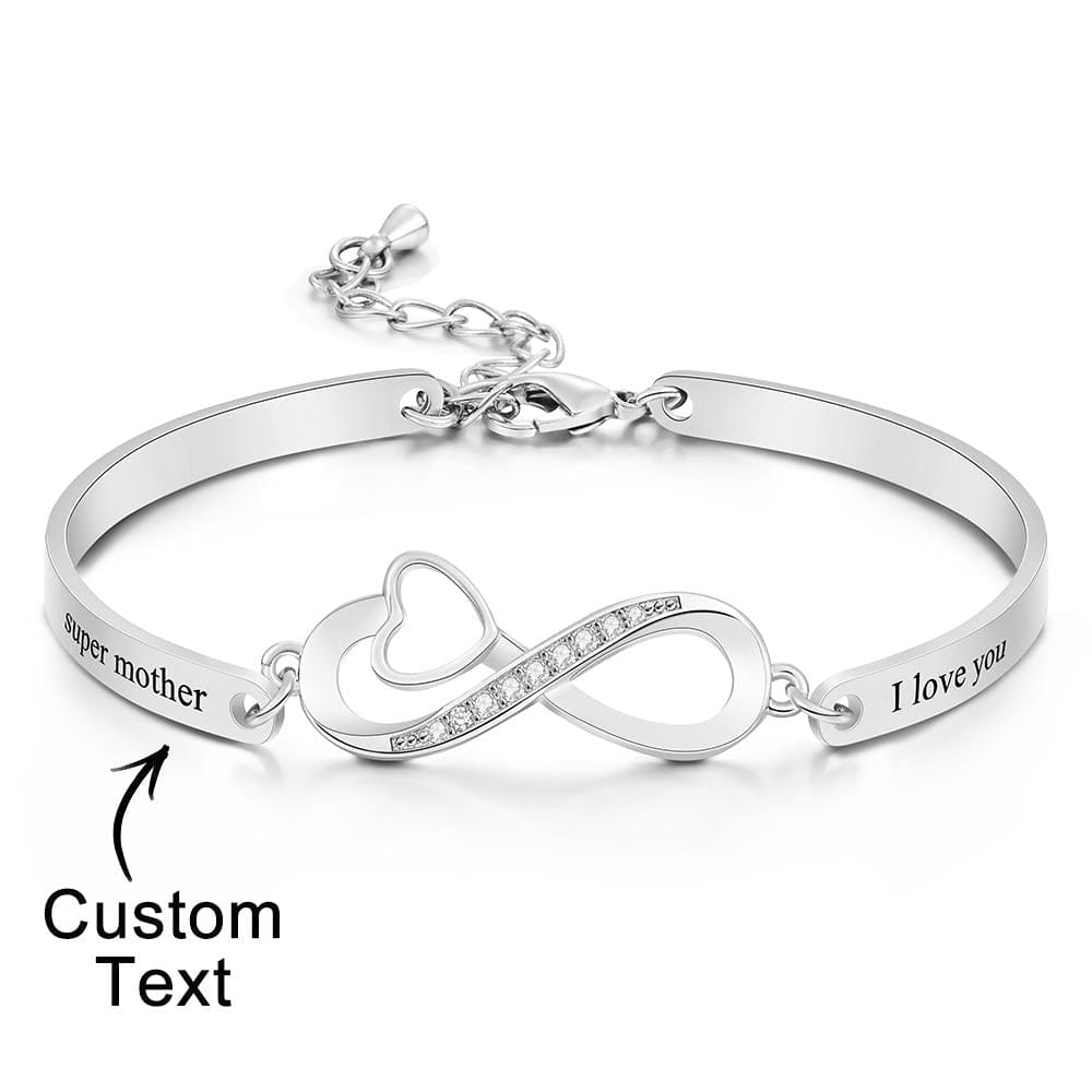 Custom Engraved Bracelet Infinity Symbol Rhinestone Fun Gifts