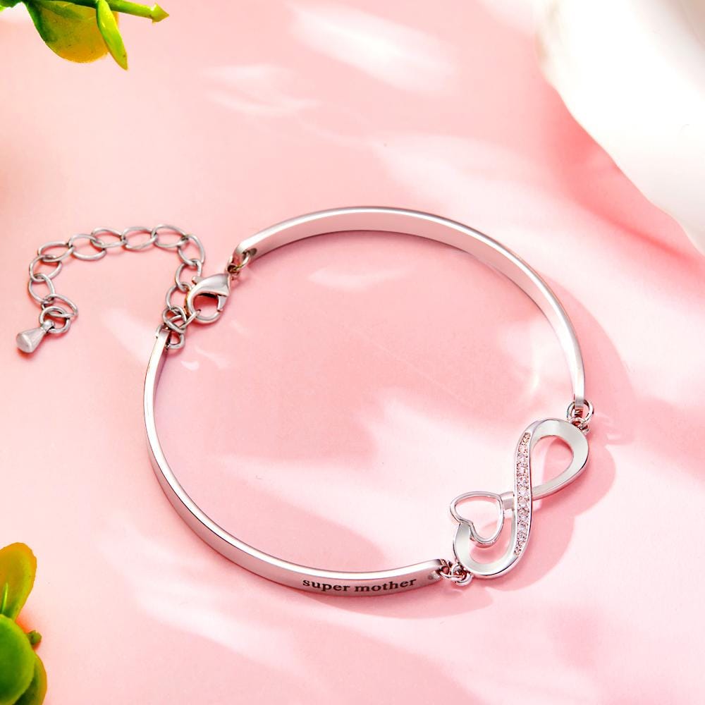 Custom Engraved Bracelet Infinity Symbol Rhinestone Fun Gifts