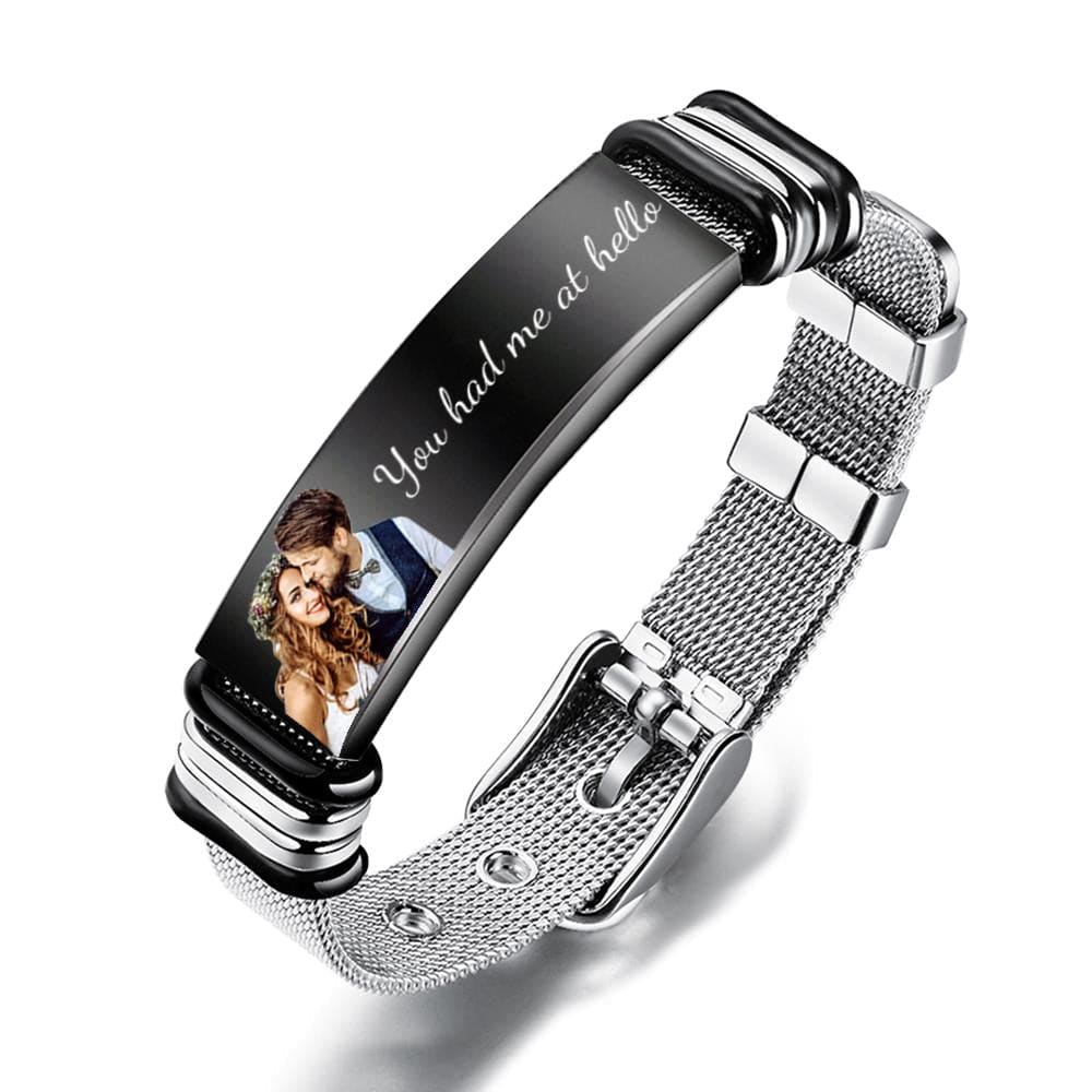 Custom Photo Bracelets Engraved Stainless Steel Bracelet Gifts for Couple