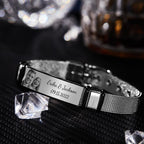 Custom Engraved Men's Stainless Steel Bracelet with Name and Date
