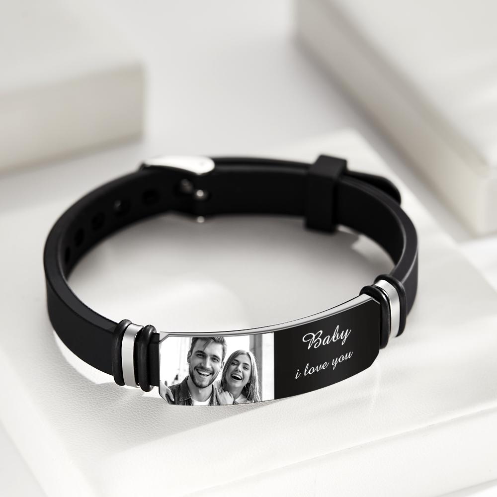 Bracelet romantic keepsake jewelry Black Filter Photo Keepsake 1st Year Anniversary Gift for Husband