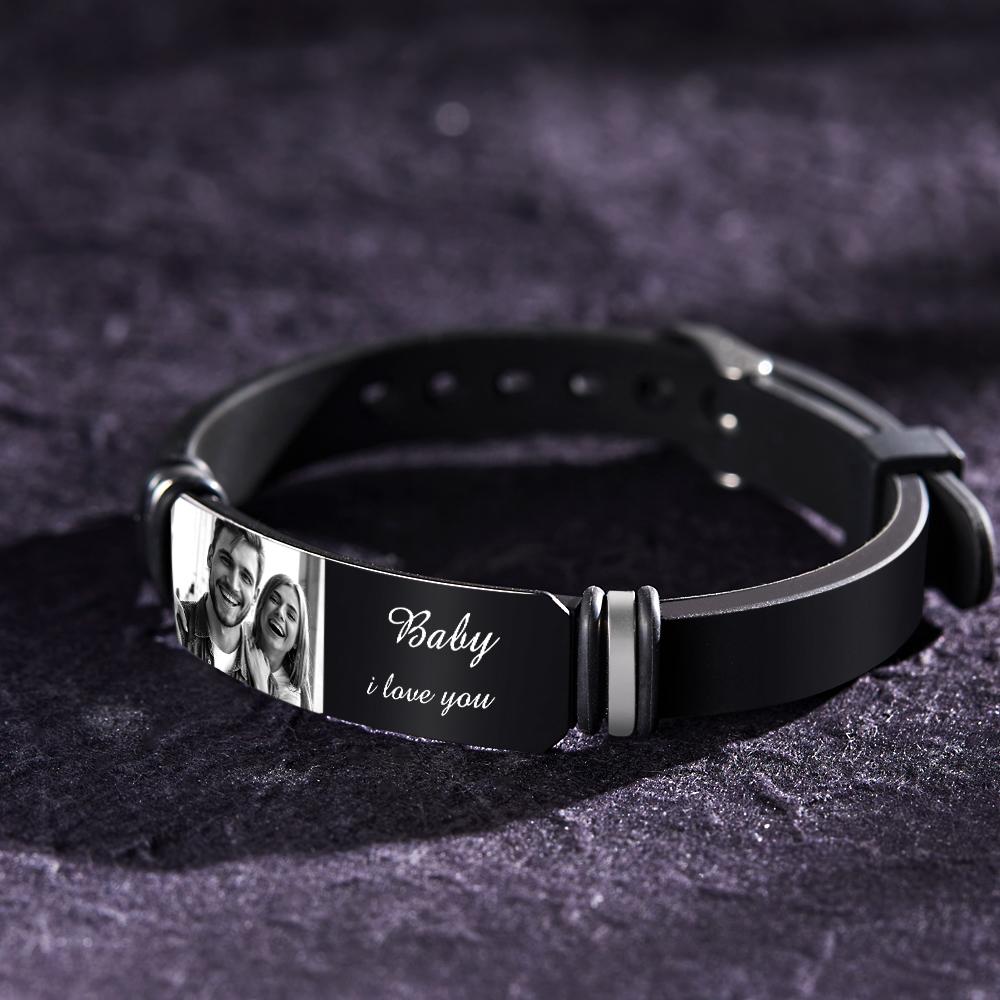Bracelet Black Filter Photo Keepsake 1st Year Anniversary Gift for Husband everyday wear gift