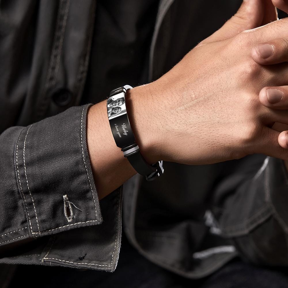 Custom Photo Engraved Bracelet Commemorate Men's Gifts