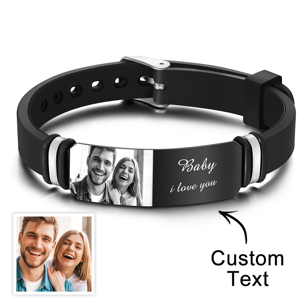 Bracelet Black Filter Photo Keepsake 1st Year Anniversary Gift for Husband romantic keepsake jewelry