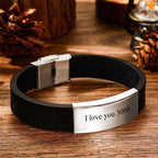 I Love You 3000 Bracelet Custom Leather Bracelet Personalized Engraving Bracelet Black Woven Leather Men's Bracelet