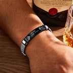 Custom Engraved Mens Bracelet with Two Pictures and Text