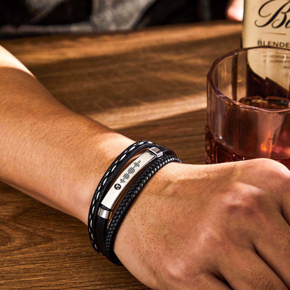 personalized scannable code feature bracelet gift for boyfriend