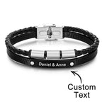 Custom Engraved Multy Layer Retro Style Men's Leather Bracelet