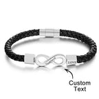 Custom Engraved Bracelet Infinity Leather Bracelet Gift for Boyfriend