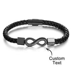 Custom Engraved Bracelet Infinity Leather Bracelet Gift for Boyfriend
