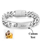 Custom Engraved Men's Bracelet Stainless Steel Photo Vintage Bracelet Jewelry Father's Day Gifts-Gold
