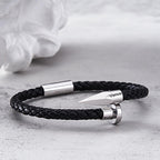 Engraved Leather Nail Bracelet Personalized Vintage Rope Bracelet Gifts For Him