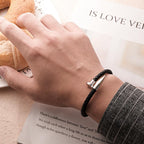 Engraved Leather Nail Bracelet Personalized Vintage Rope Bracelet Gifts For Him