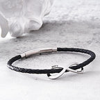 Engraved Infinity Sign Bracelet Set Personalized Leather Bracelet For Couples