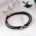 Engraved Infinity Sign Bracelet Set Personalized Leather Bracelet For Couples