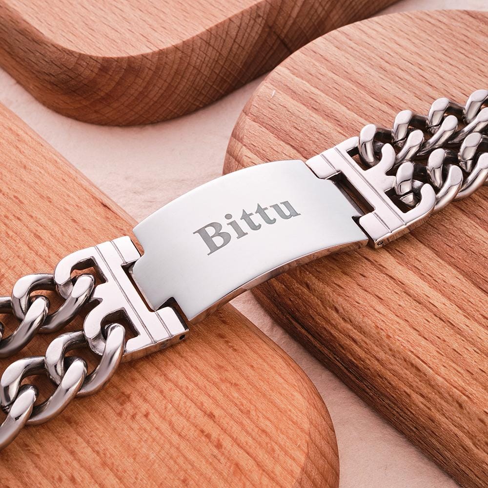 Personalized Name Wide Bracelet Engraved Fashion Bracelet Gifts For Him