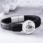 Personalized Photo Leather Wide Bracelet Engraved Unique Bracelet Gifts For Him