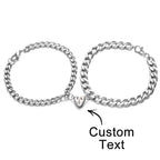 Custom Engraved Magnetic Bracelet Set Heart Shaped Matching Bracelet For Couples