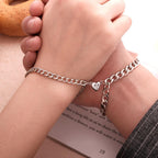 Custom Engraved Magnetic Bracelet Set Heart Shaped Matching Bracelet For Couples