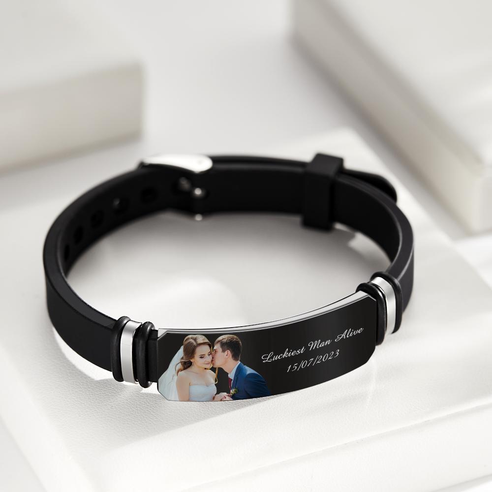Bracelet everyday wear gift Black Filter Photo Keepsake 1st Year Anniversary Gift for Husband