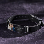 Bracelet Black Filter Photo Keepsake 1st Year Anniversary Gift for Husband Personalized Men s Engraved Jewelry