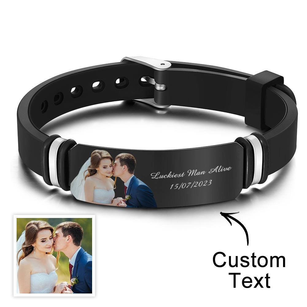 Bracelet Black Filter Photo Keepsake 1st Year Anniversary Gift for Husband