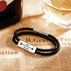 Men's Engraved Name Bracelet Custom Cable Leather Wrap Bracelet