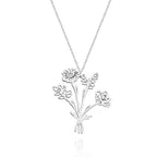 Personalized Combined Birth Flower Bouquet Necklace Bridesmaids' Gifts