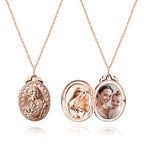 Personalized Photo Necklace Embossed Cubic Locket Necklace Birthday Gift for Mom