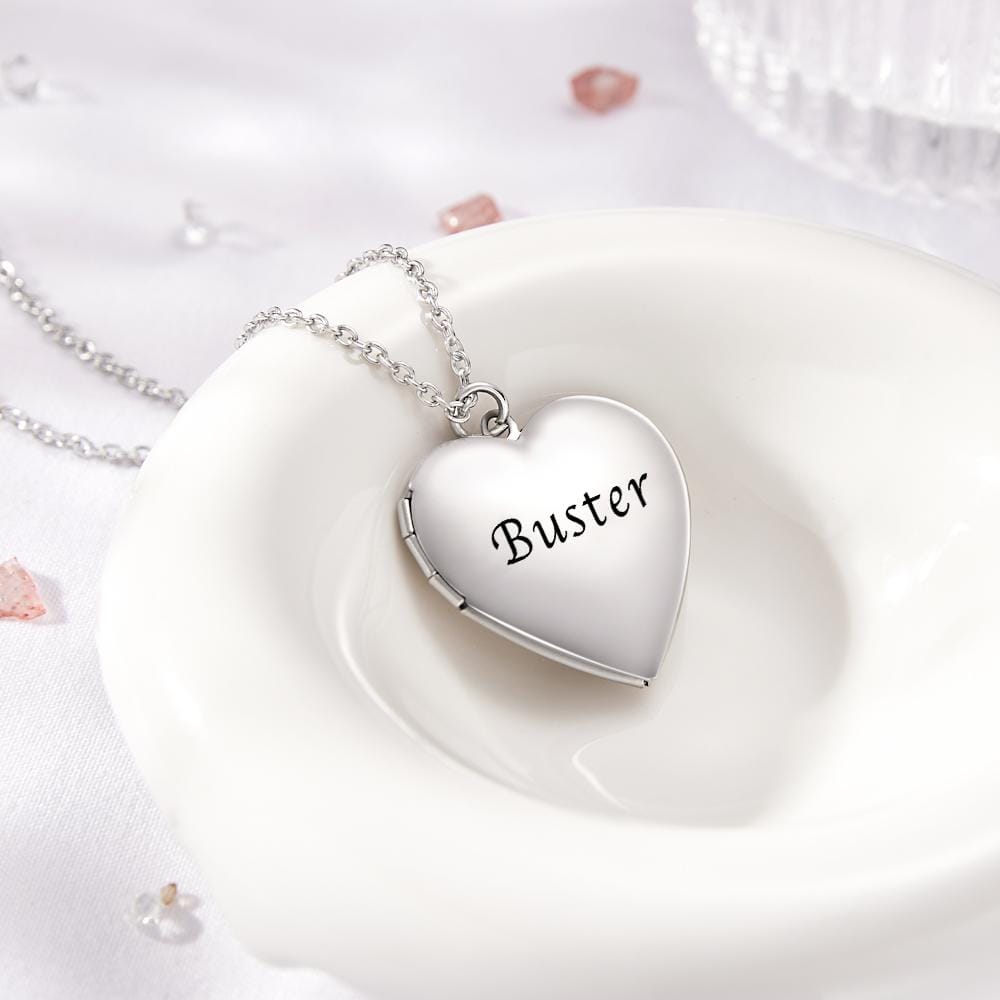 Custom Photo Engraved Necklace Heart-shaped Locket Necklace Creative Gift