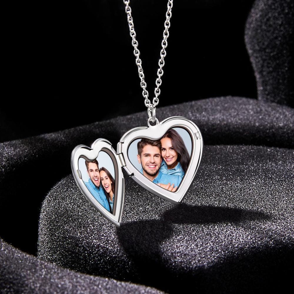 Custom Photo Engraved Necklace Heart-shaped Locket Necklace Creative Gift