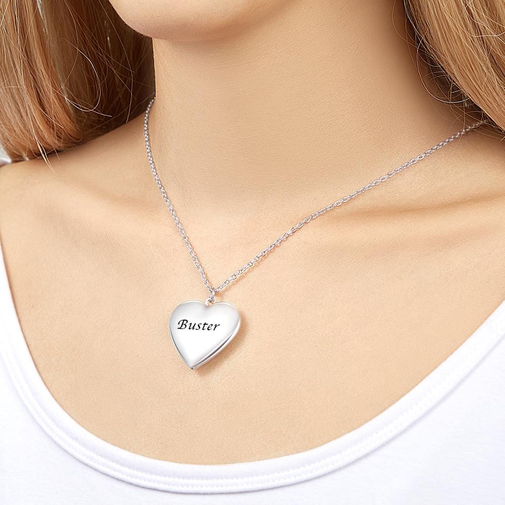 Custom Photo Engraved Necklace Heart-shaped Locket Necklace Creative Gift