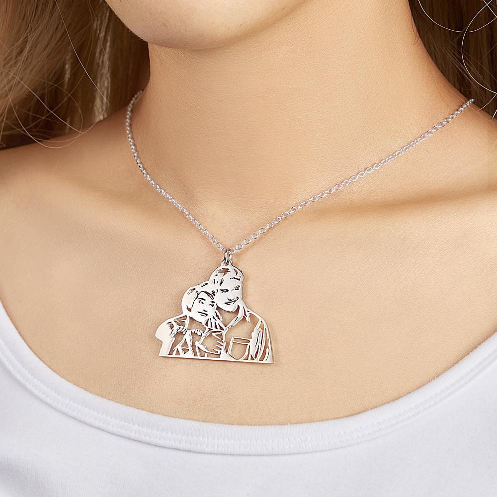 Custom Photo Necklace Three-dimensional Hollow Out Unique Gifts