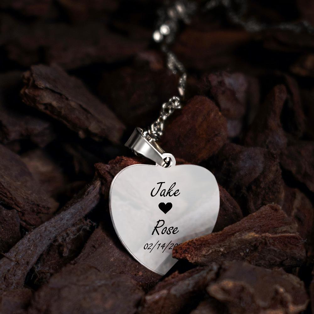 Custom Photo Necklace Engraved Heart Tag Necklace Gifts for Her