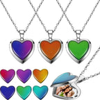 Custom Photo Heart Mood Locket Necklace Temperature Sensing Color Changing Pendant Necklace