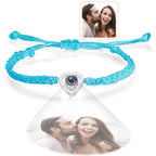 Custom Heart-shaped Photo Projection Bracelet Braided Rope Bracelet Anniversary Gift
