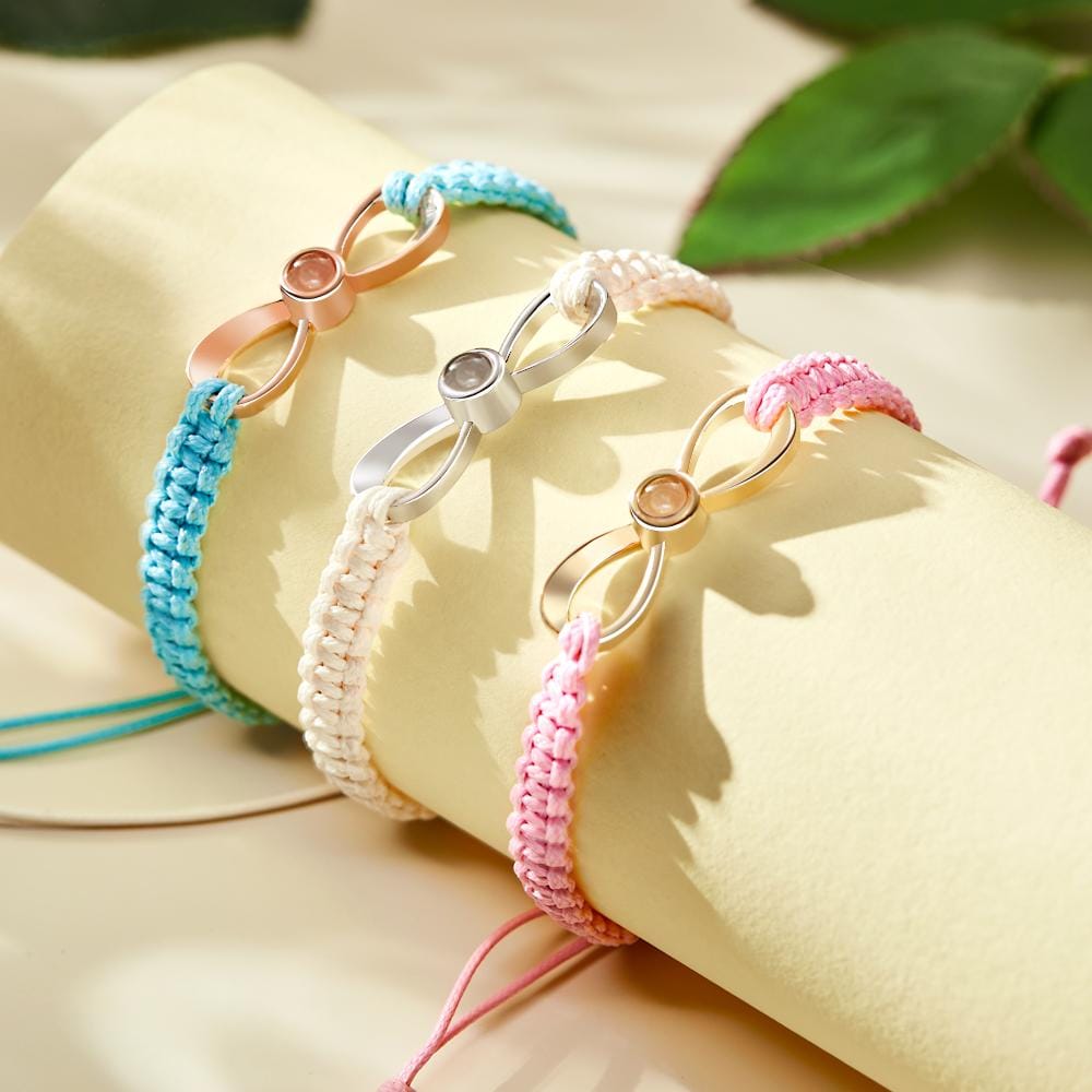 Custom Infinity Projection Photo Bracelet Couple Jewelry
