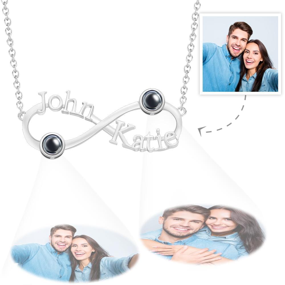 Custom Engraved Projection Necklace Infinity Symbol Commemorate Gifts
