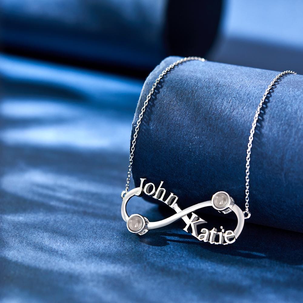 Custom Engraved Projection Necklace Infinity Symbol Commemorate Gifts