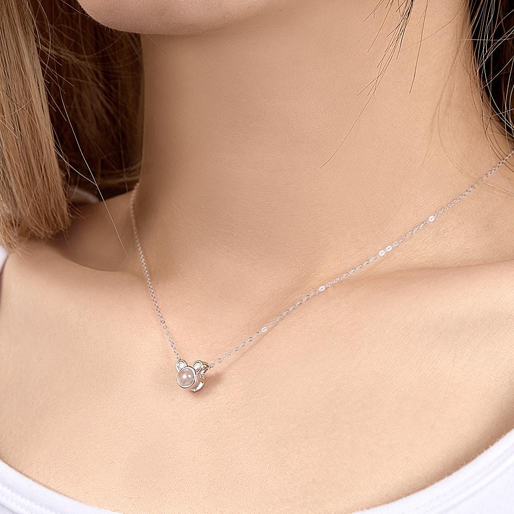 Custom Projection Photo Necklace Cute Mouse Funny Gifts