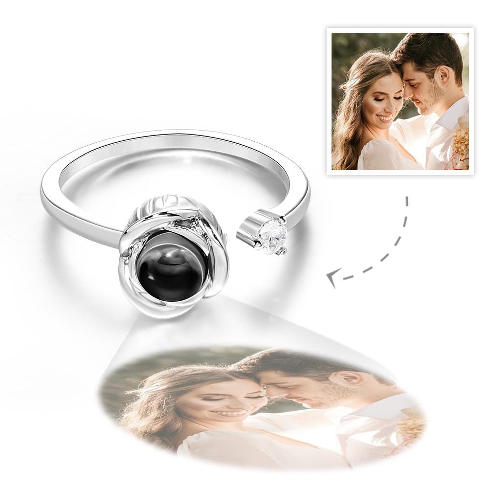 Custom Projection Ring Personalized Photo Open Ring for Women
