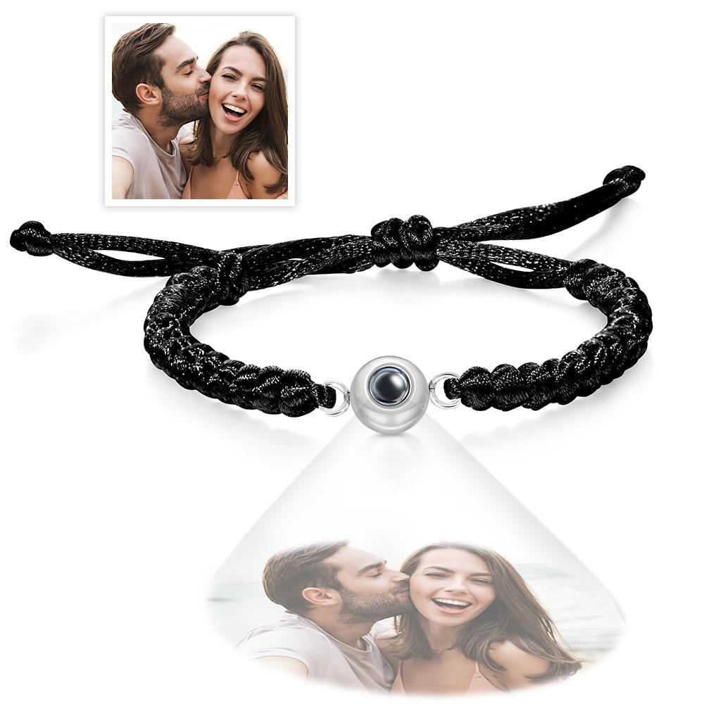Custom Projection Photo Bracelet Weave Style Colorful Couple Gifts