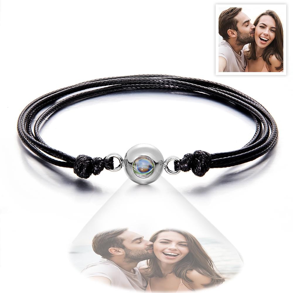 Custom Projection Photo Bracelet Weave Style Colorful Couple Gifts