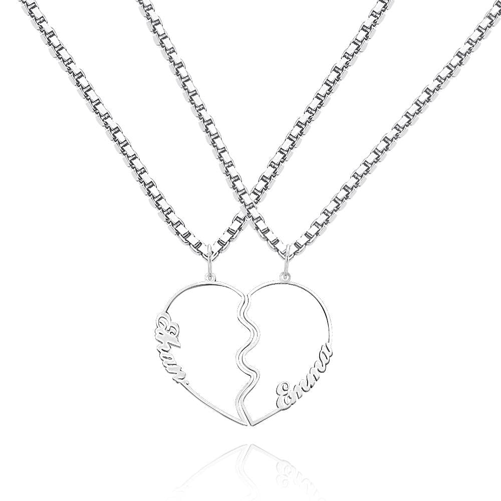 Matching Name Necklace Personalized Romantic Love Heart Couple Necklace