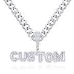 Custom Letter Men's Pendant Necklace with Bling Cuban Link Chain Jewelry Gift
