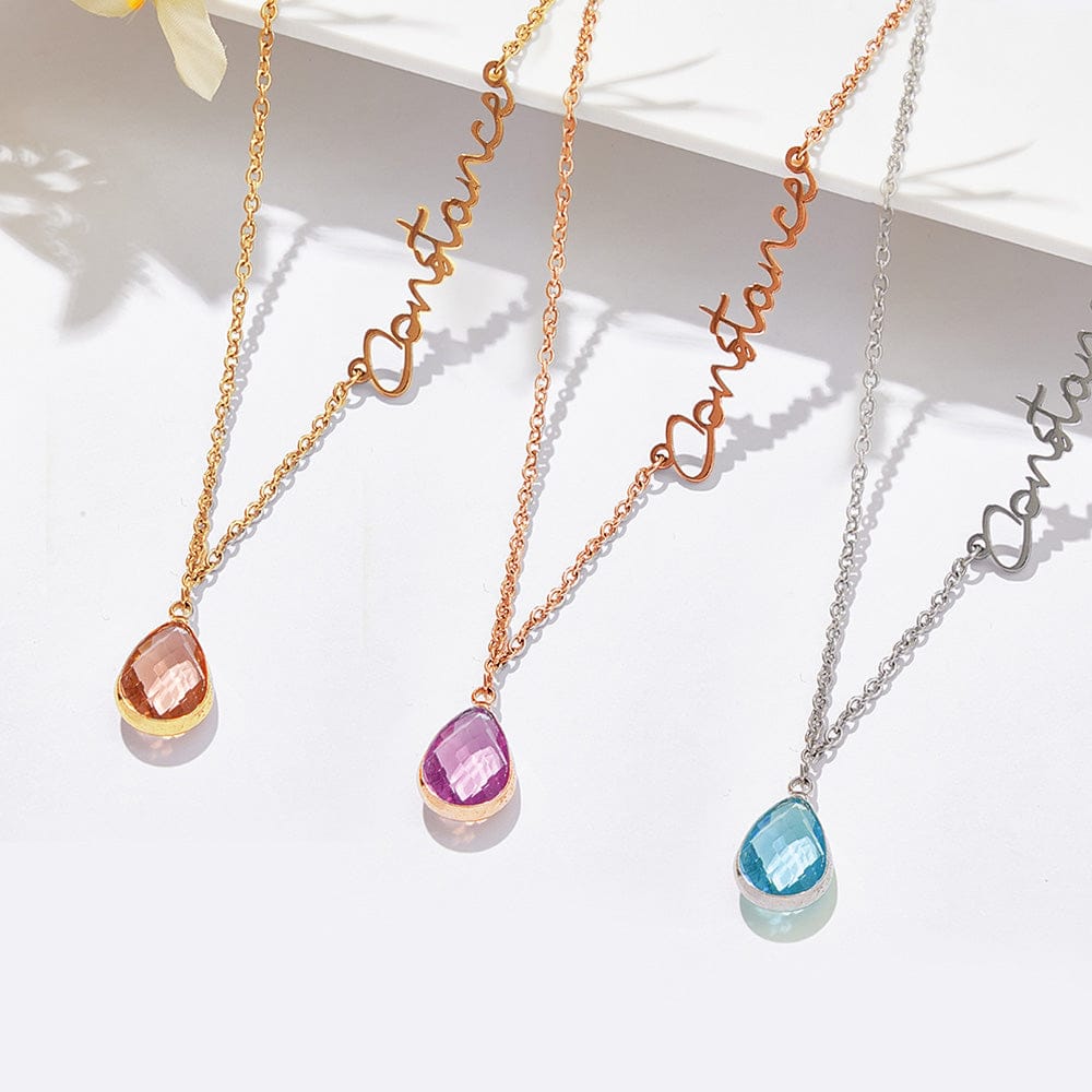 Personalized Birthstone Name Necklace Birthday Anniversary Gifts for Her