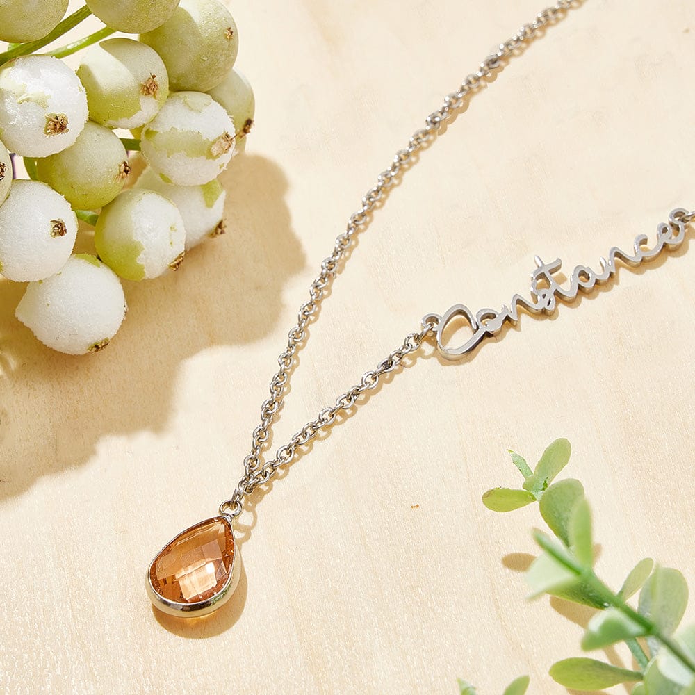 Personalized Birthstone Name Necklace Birthday Anniversary Gifts for Her