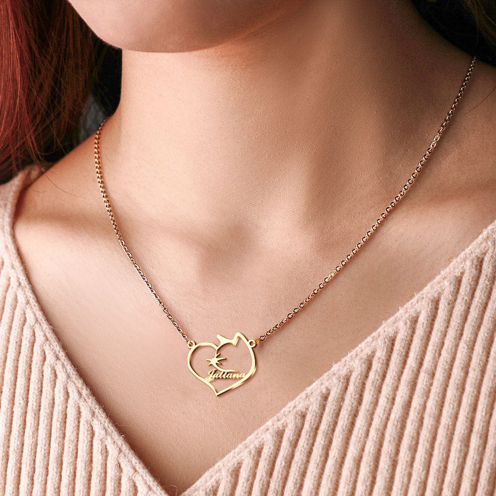 Personalized Name Heart Pet Memorial Necklace Memorial Gift for Her