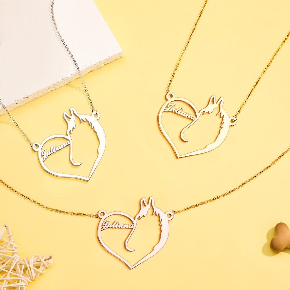 Personalized Name Heart Pet Memorial Necklace Memorial Gift for Her
